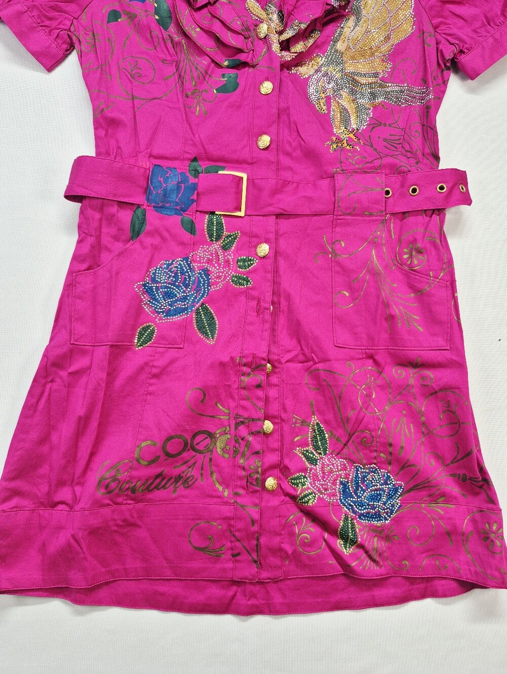 COOGI Couture Vtg Button Up Embelished Dress Women's Medium Eagle NWT Flaws - Picture 2 of 16